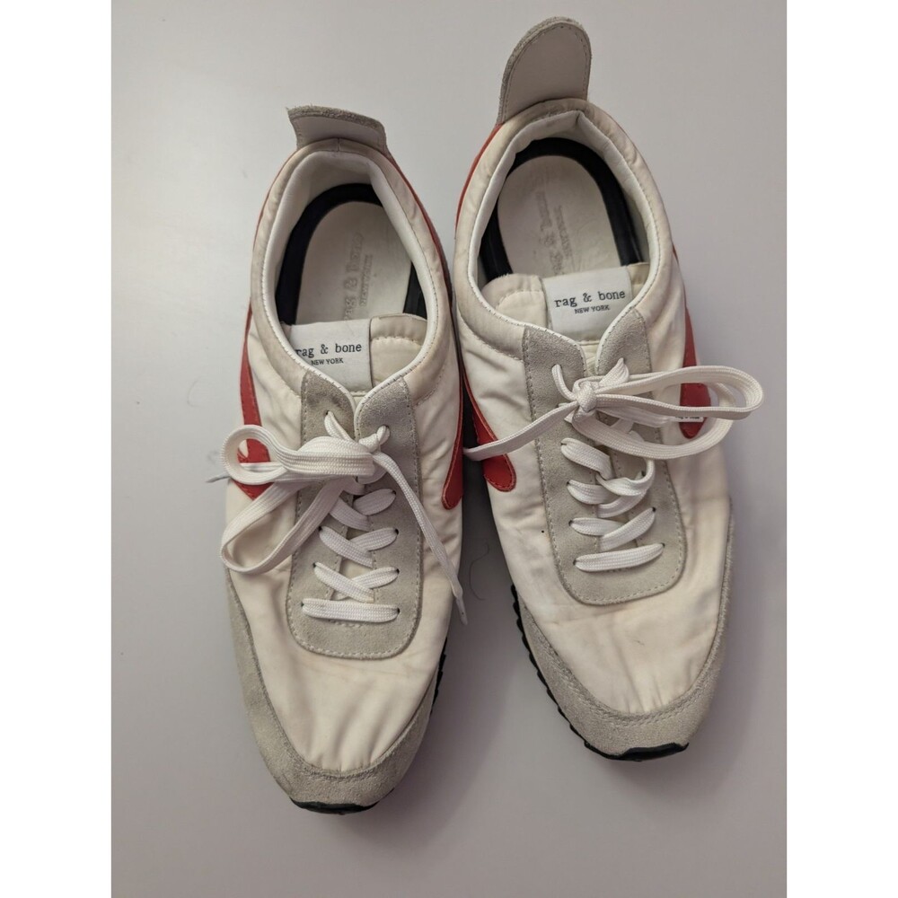 Rag & Bone New York Retro Runner Sneakers Womens Size 39.5 US 9 White Red Sued